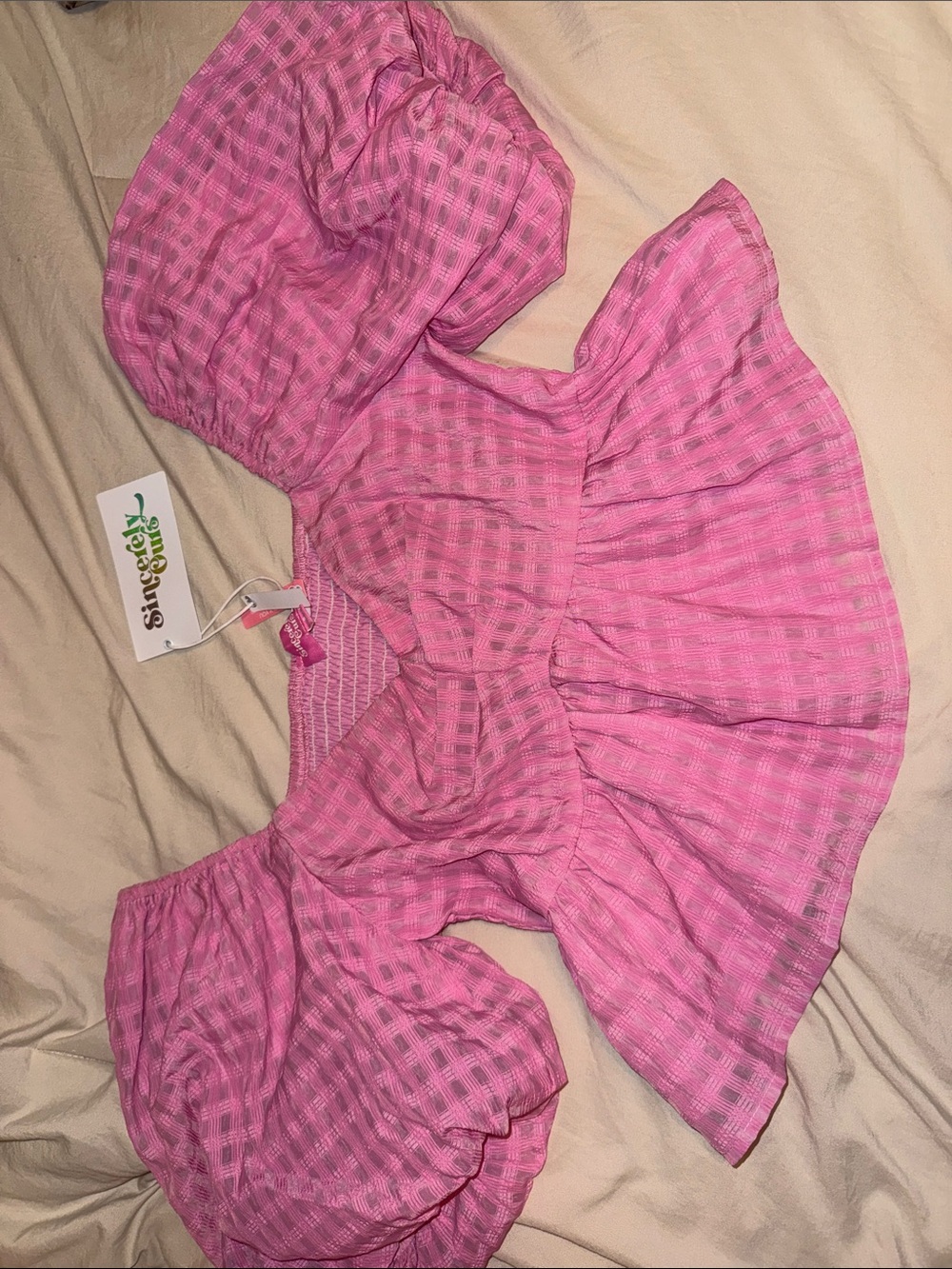 Sincerly Ours Pink Puff Sleeve Top NWT